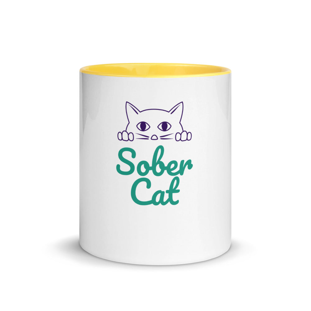 Sober Cat Mug with Color Inside